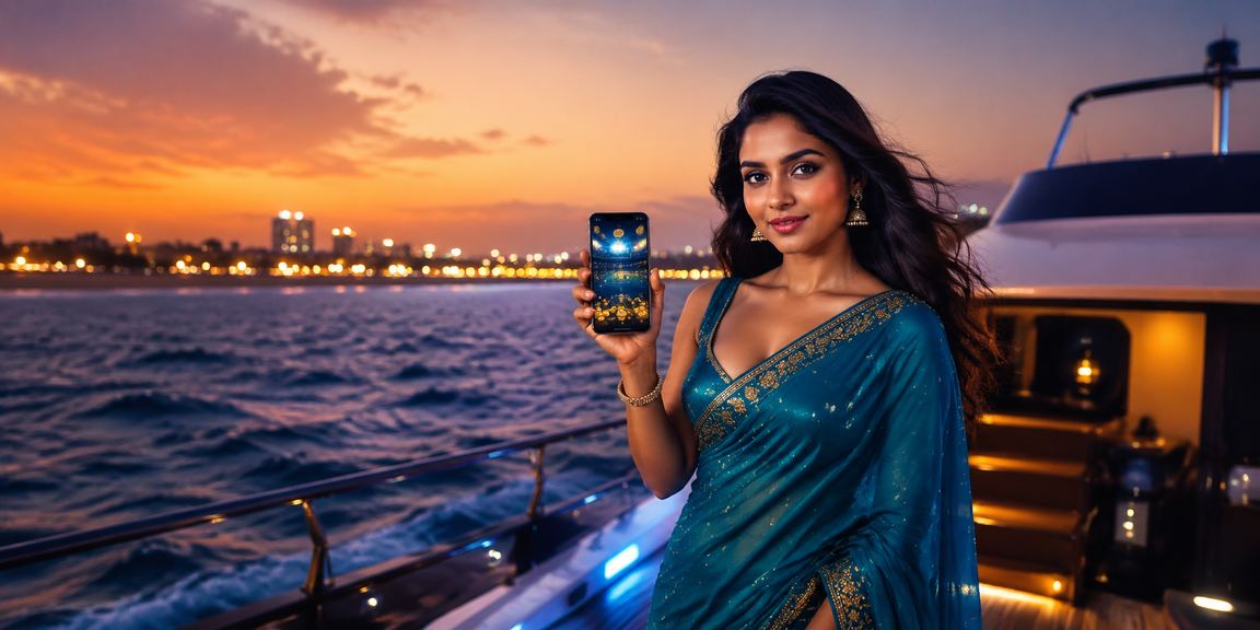 Young woman playing rummy on smartphone during evening in Chennai