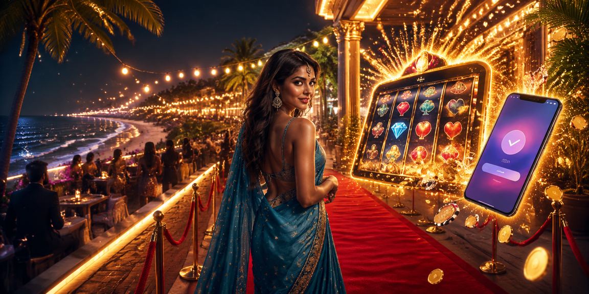 Young woman playing stylish slot games on mobile in India